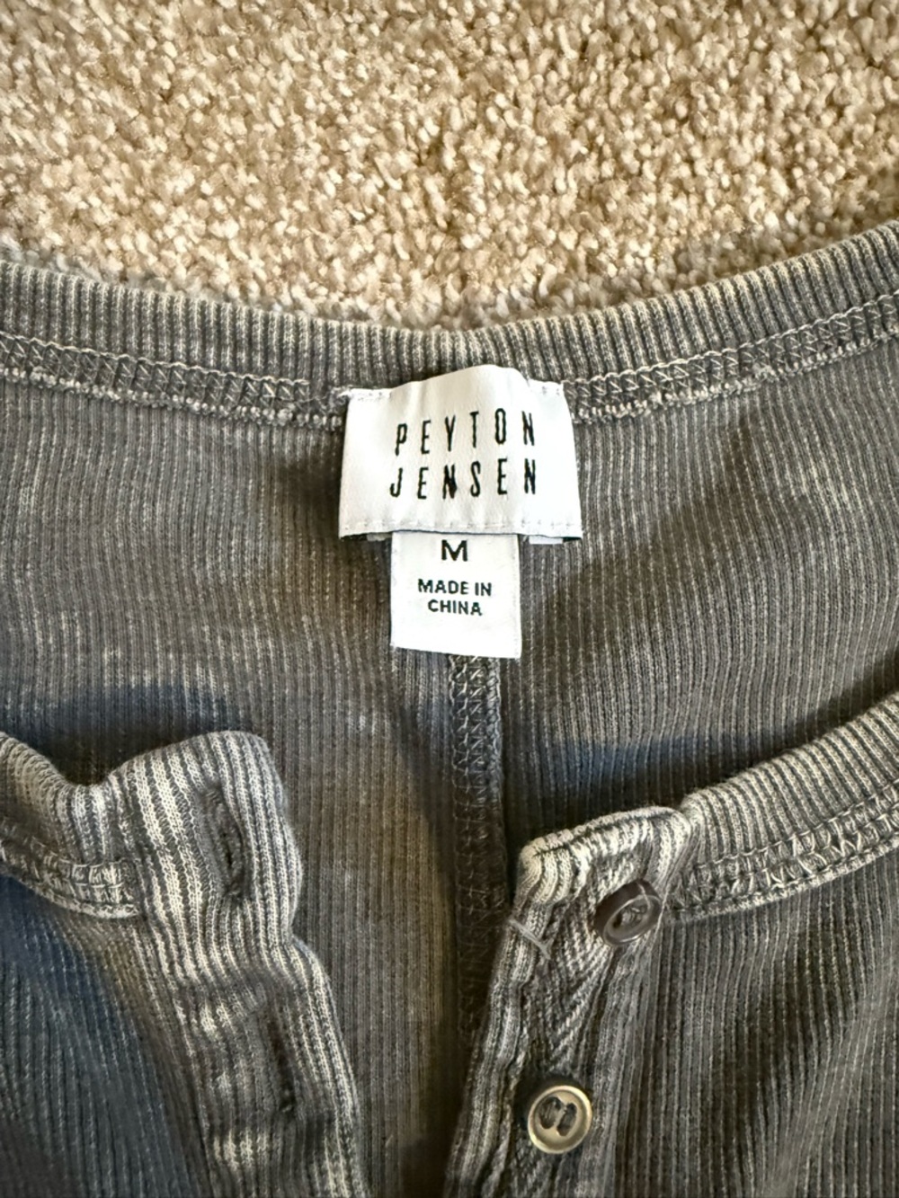 Washed Gray Long-Sleeve Henley Top - Picture 2 of 4